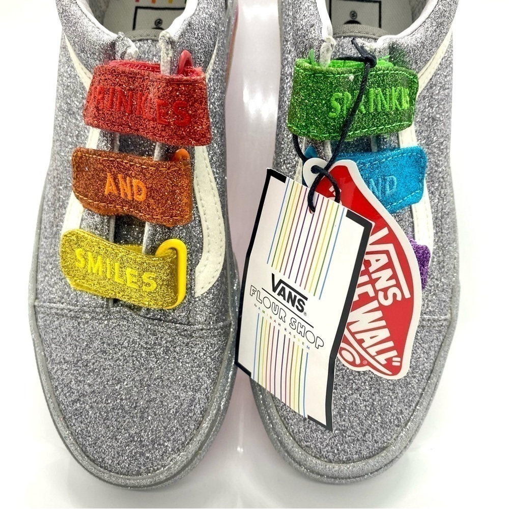 VANS FLOUR SHOP Amirah Kassem Old Skool Rainbow Glitter Sneakers 6 - Picture 4 of 12
